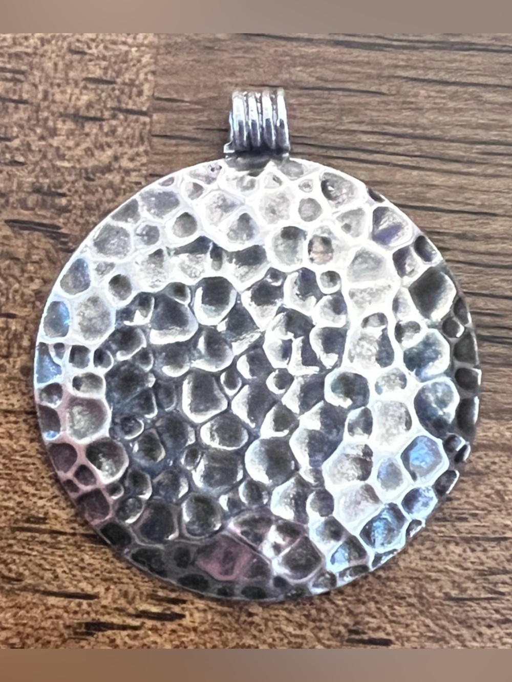 Vintage Sterling Silver 925 Hammered Moon Pendant